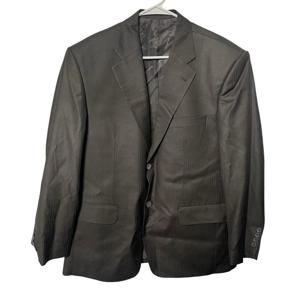 Giorgio Armani Dark Brown Striped 2 Button Suit Jacket Blazer Mens 43R Vented
